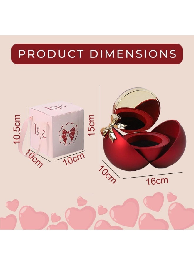 المنزل الذكي هوم سمارت وردة صناعية فاخرة مع قلادة في علبة مجوهرات كروية الشكل - هدية رومانسية مع علبة هدايا فاخرة للزوجة، والصديقة، والأم، والأخت في عيد الحب، وأعياد الميلاد، والذكرى السنوية، والمناسبات الخاصة. - Image 2